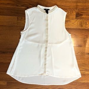 H&M Sheer White Studded Collar Sleeveless Top Women’s 8 Great Condition